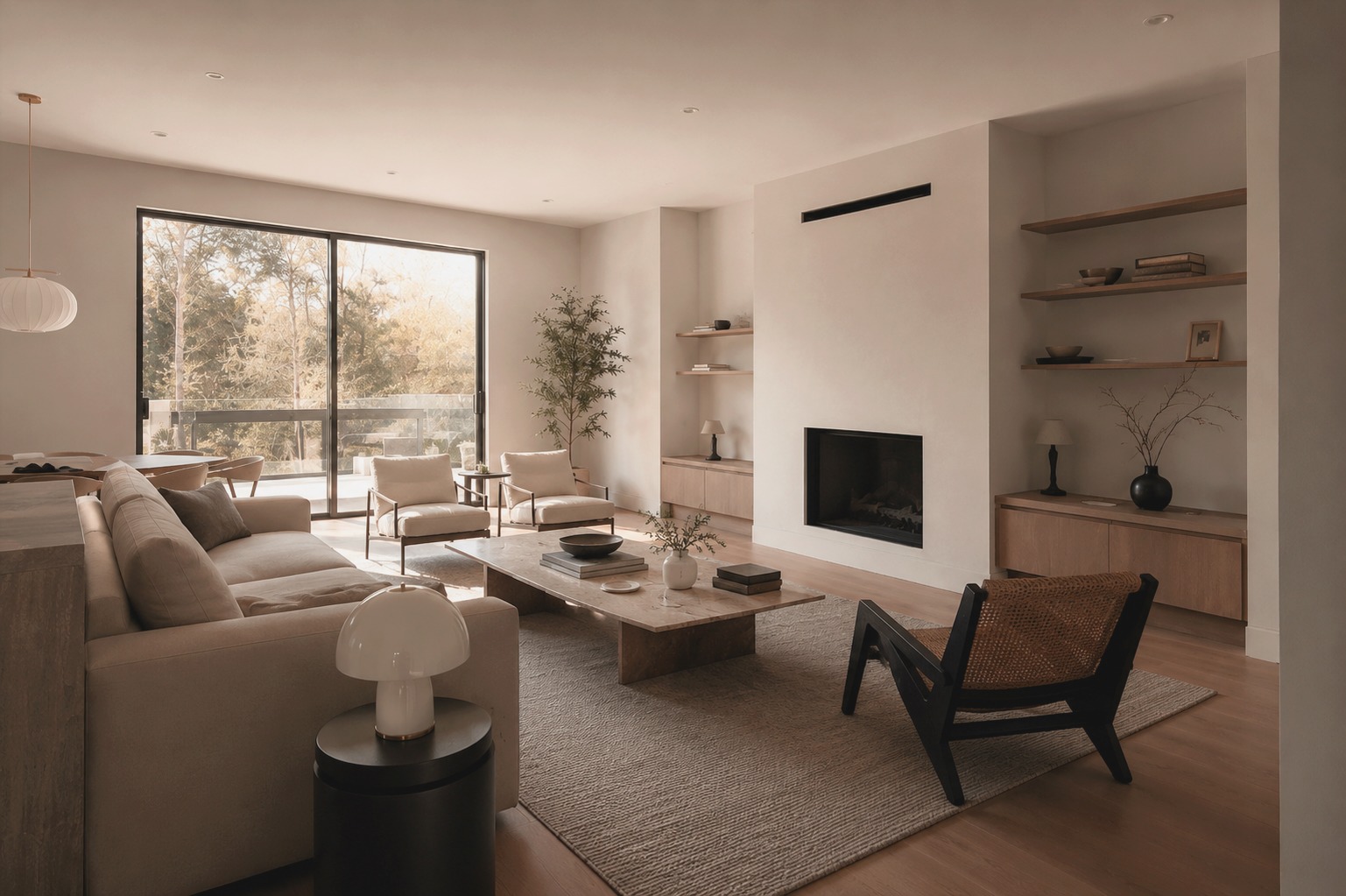 Living room enhanced to magazine-grade editorial light